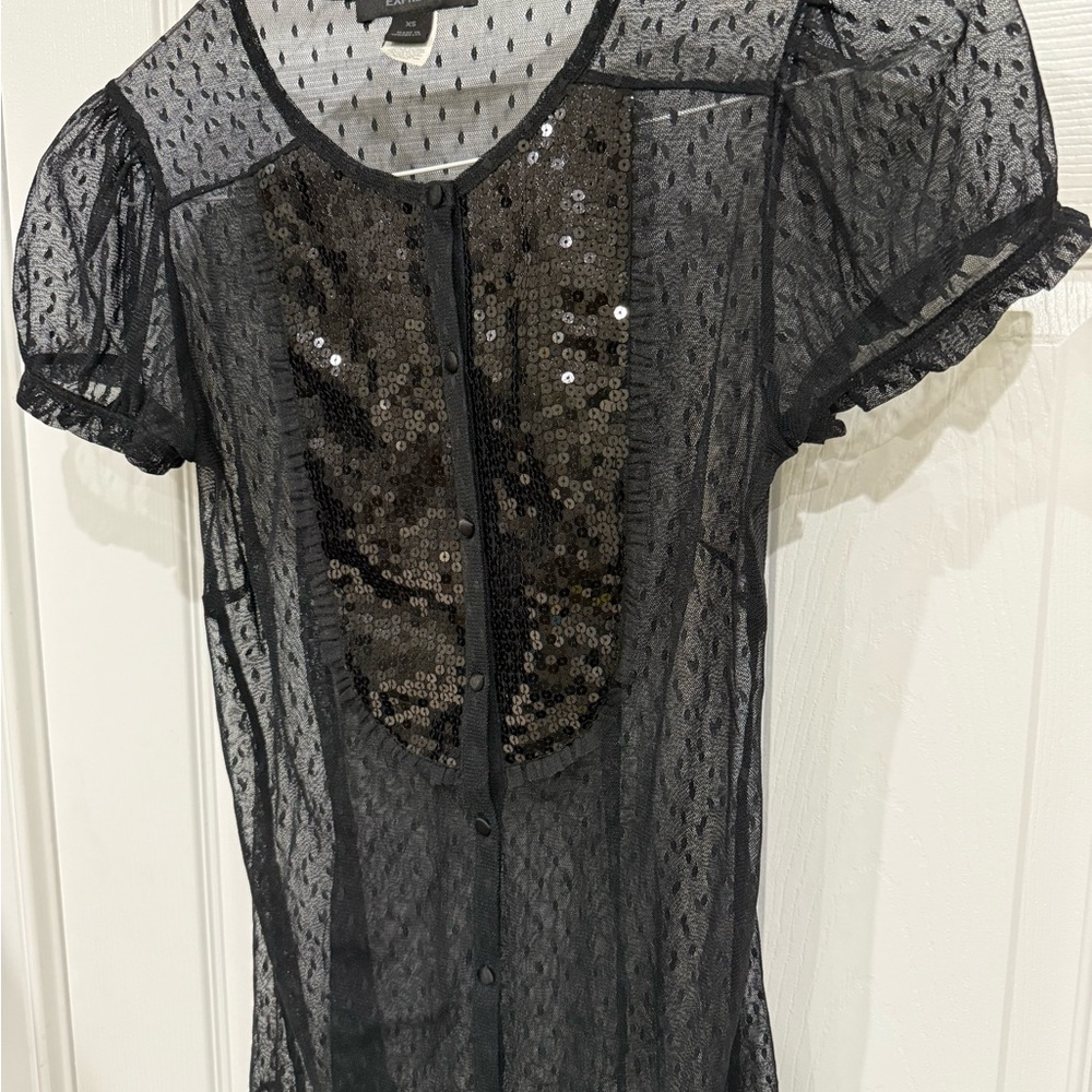 Express Black Sheer Blouse - Picture 5 of 8